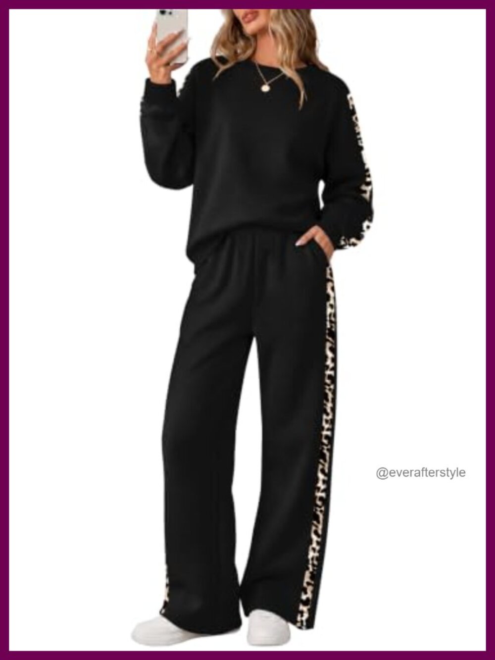 Wide Leg Sweatsuit Set Brushed Fleece